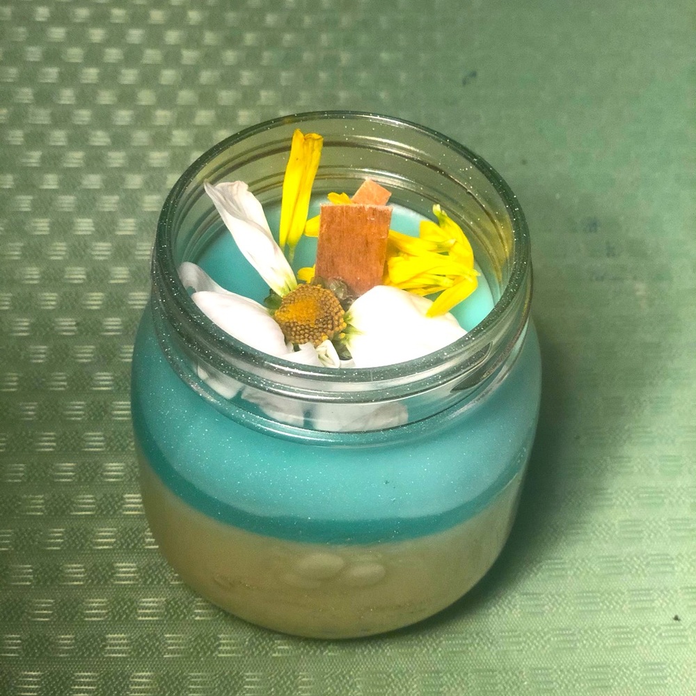 Handmade floral candle